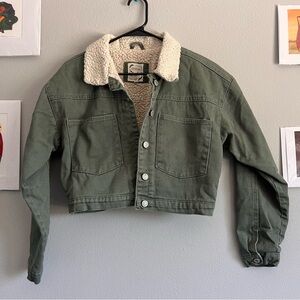 Stoosh Green Jacket with Cream Sherpa Collar